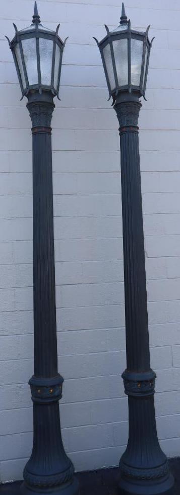 Pair of Ornate Art Deco Fluted Roman Column Westinghouse and General Electric Cast Iron Street Light (1 of 20)