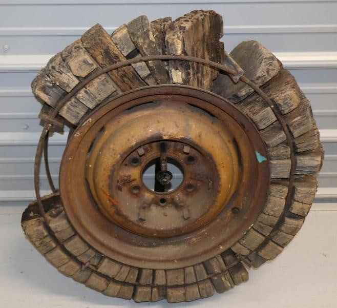 Early Automobile Spare Wooden Tire: 26" diameter, missing some wood sections