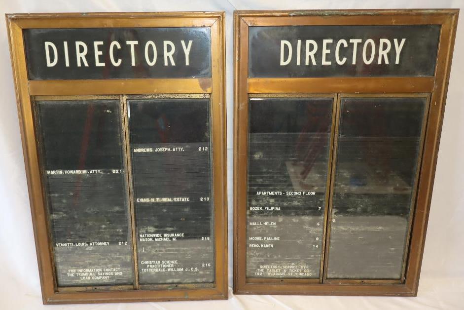 Group of 2 Brass Floor Directory Attorney at Law Signs: 17" x 26" x 1.5" each