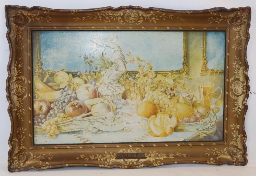 "True Fruit" J. Hungerford Smith Co. Tin Litho Framed Advertising Sign (1 of 6)