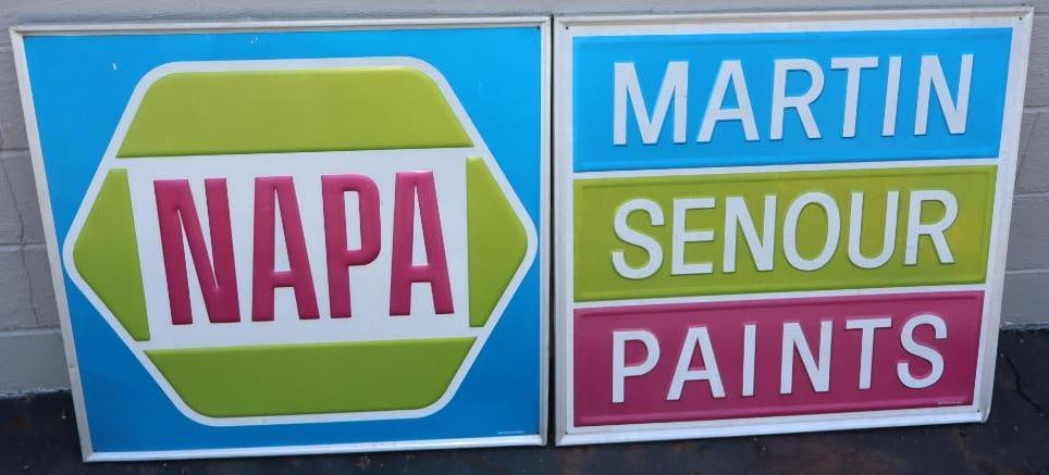 Group of 2 Napa and Martin Senour Paints Embossed Aluminum Advertising Signs (1 of 6)