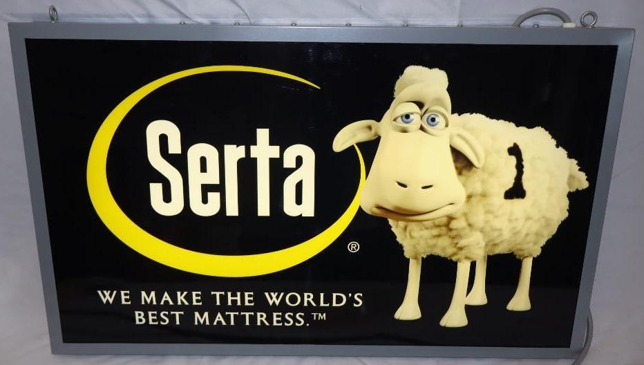 Serta Single Sided Light Up Advertising Sign with Counting Sheep: 31" x 3" x 20"