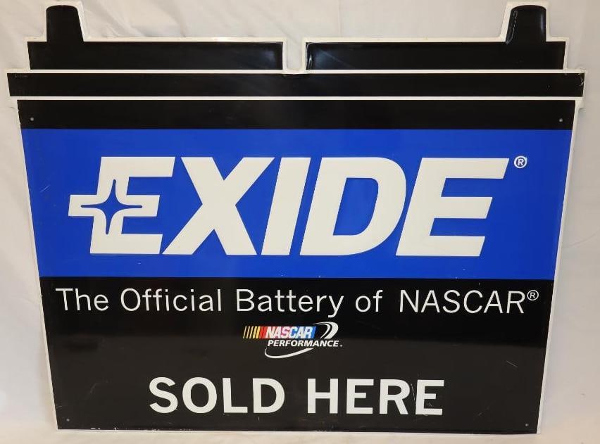Die Cut Exide Battery Shaped Single Sided Embossed Advertising Sign (1 of 2)
