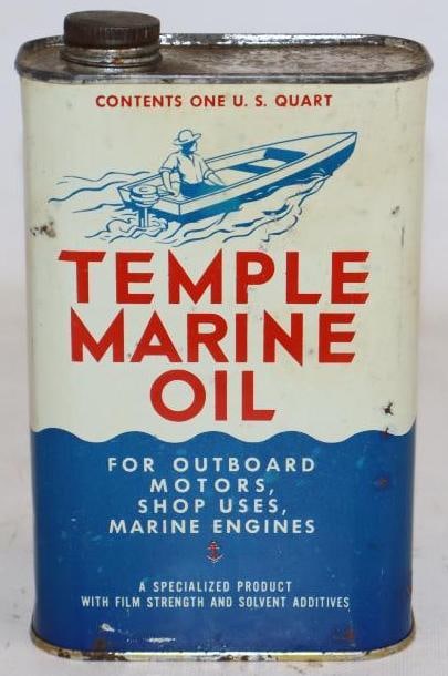 Temple Marine Flat One Quart Oil Can: 32oz