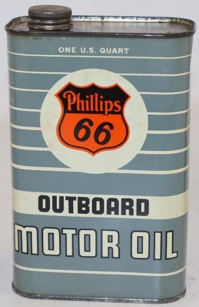 Phillips 66 Outboard Flat One Quart Motor Oil Can: 32oz