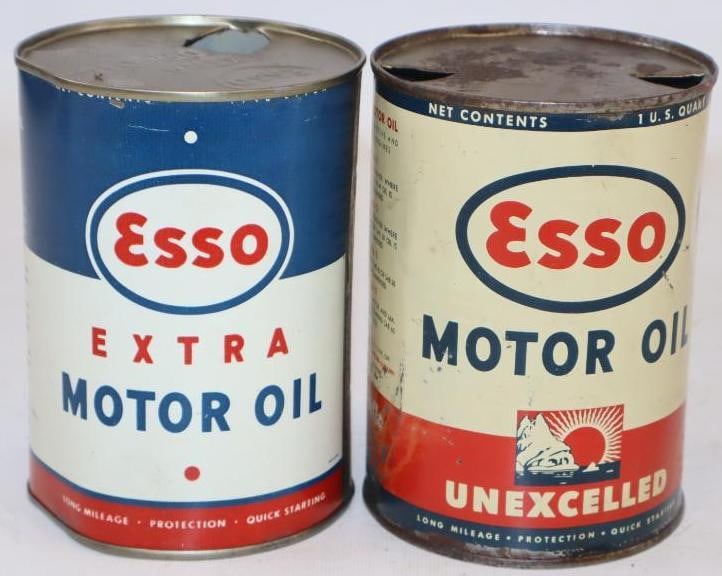 Group of 2 Esso Unexcelled, and Extra One Quart Metal Oil Cans (1 of 2)