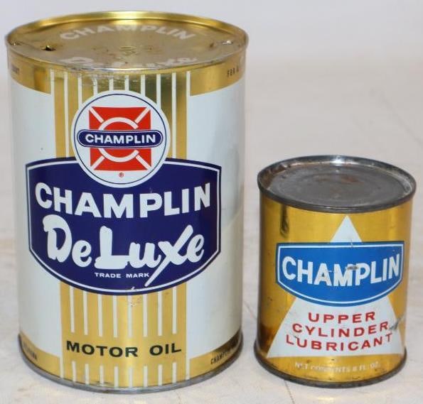 Group of 2 Champlin Deluxe & Upper Cylinder Lubricant Oil Cans (1 of 2)