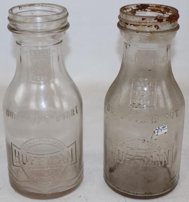 Group of 2 Huffman Glass Embossed One Quart Bulk Oil Jars (1 of 5)