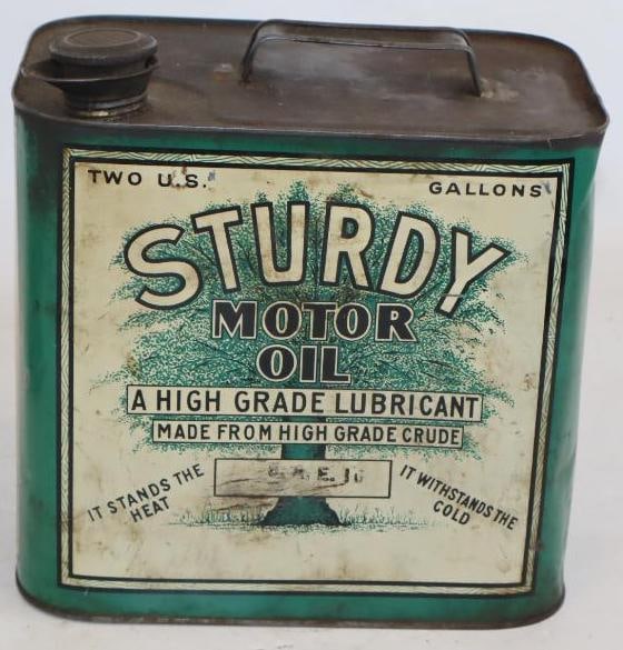 Sturdy Two Gallon Motor Oil Can: Empty. 2 Gallons