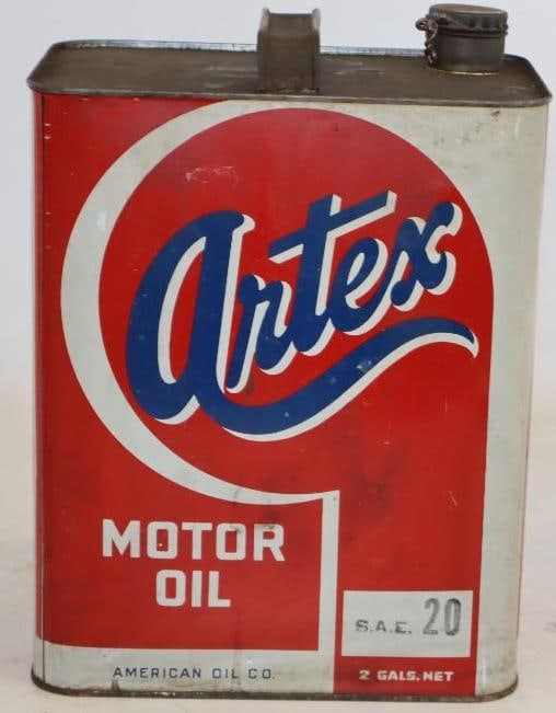 Artex Metal Two Gallon Motor Oil Can: Empty. 2 Gallons