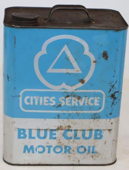 Cities Service Blue Club Metal Two Gallon Motor Oil Can: Empty. 2 Gallons