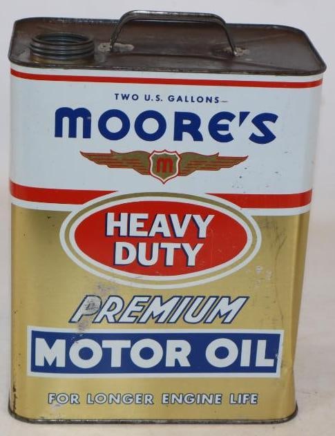 Moore's HD Two Gallon Metal Oil Can: Missing lid. Empty. 2 Gallons