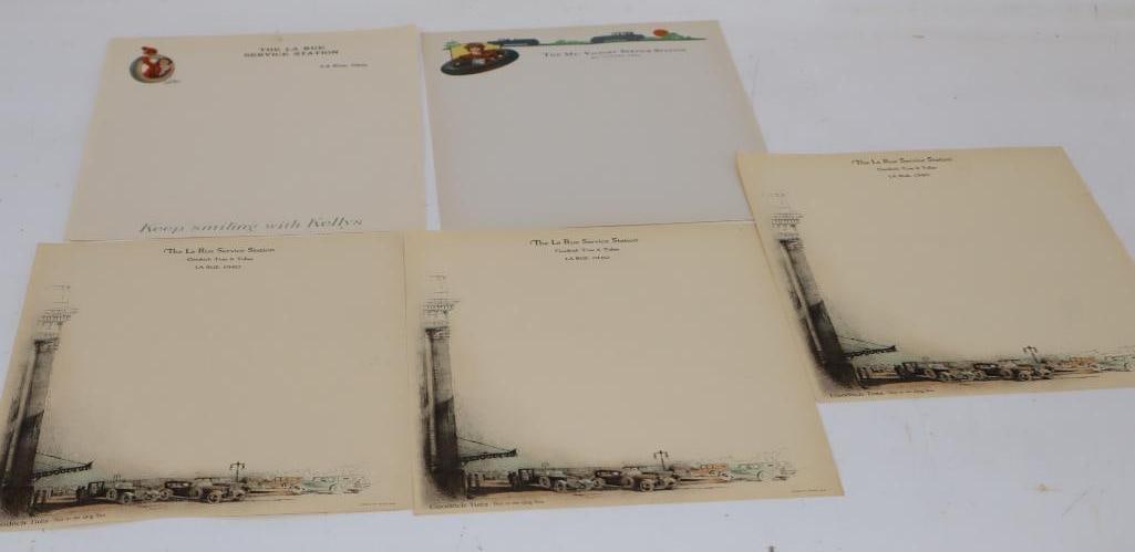 Group of 5 La Rue Service Station and Goodrich and Kelly Tire Unused Letterheads: 8.5" x 11" each
