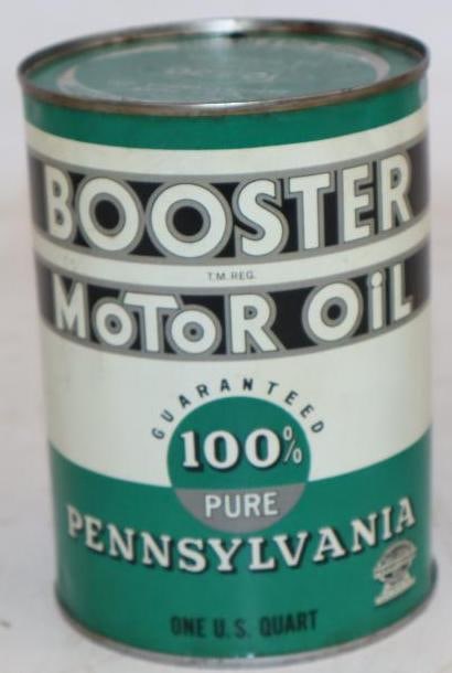 Booster 100% Pure Pennsylvania Metal One Quart Oil Can (1 of 2)