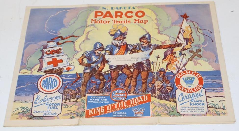 Parco Motor Trails North Dakota 3 Panel Graphic Gas Station Road Map (1 of 4)