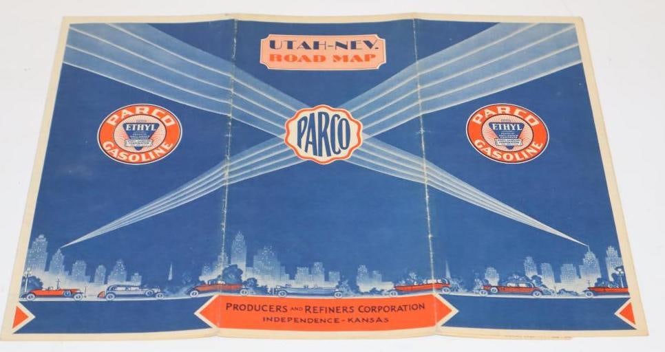 Parco Motor Trails Utah-Nevada 3 Panel Graphic Gas Station Road Map (1 of 4)