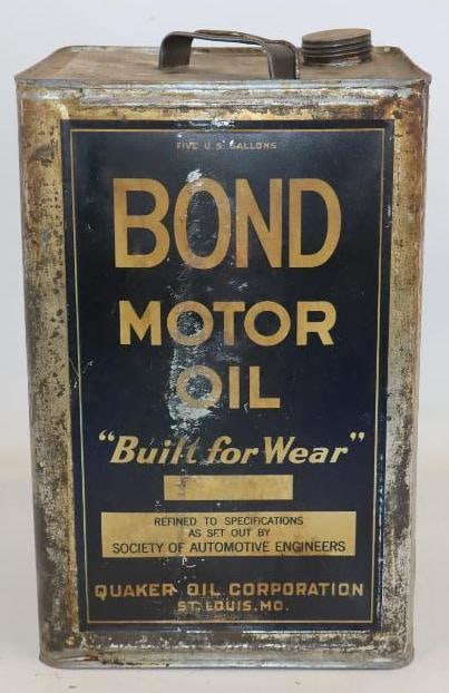 Bond Motor Oil 5 Gallon Square Motor Oil Can: 9" x 14" x 9.5"