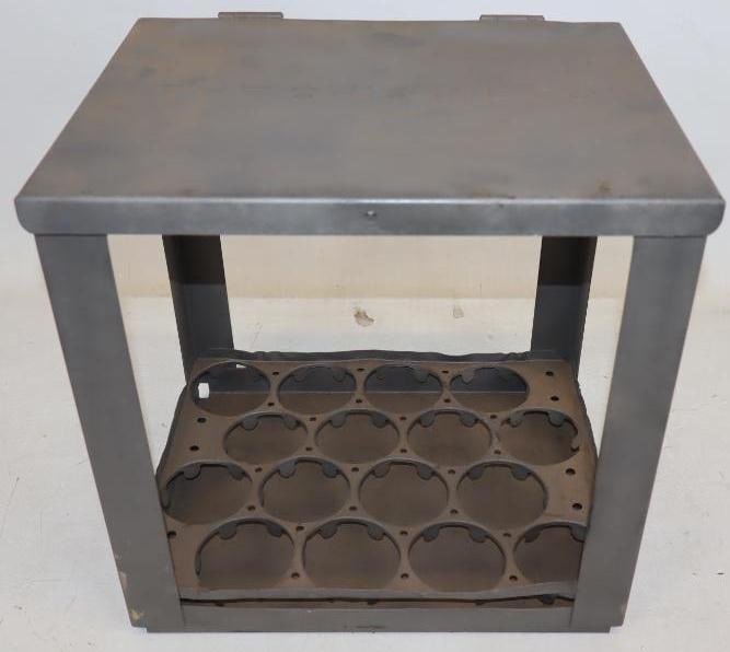 The Ohio Oil Co. Sixteen One Quart Glass Bottle Metal Carrying Crate: Appears to be sand blasted. 15" x 11.5" x 15"