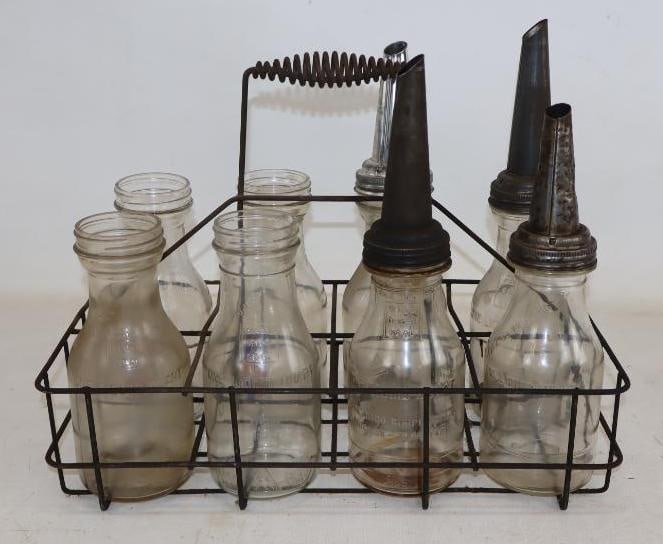 Group of 8 Bulk Oil Jars with Carrying Rack (1 of 7)