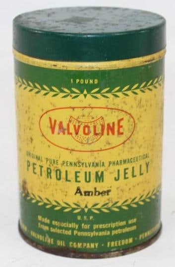 NOS Freedom Valvoline Oil Company Amber Petroleum Jelly 1lb Can: it is full. 3" x 3" x 5"