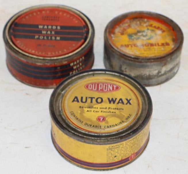 Group of 3 Dupont, Wards & Johnsons 8 OZ Wax Cans: All are full