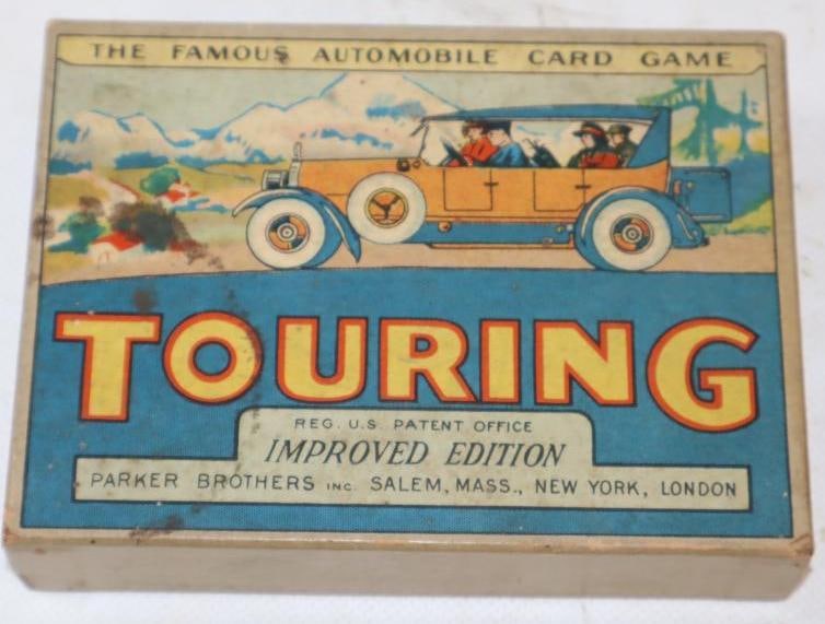 1926 Parker Brothers Touring Card Game with Instructions: 5" x 4" x 1"