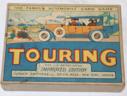 1926 Parker Brothers Touring Card Game with Instructions: 5" x 4" x 1"