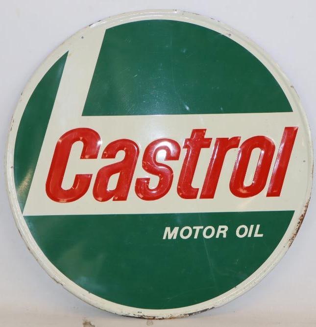 Castrol Embossed Single Sided Metal Advertising Sign: Is marked MCA. 22" x 22"
