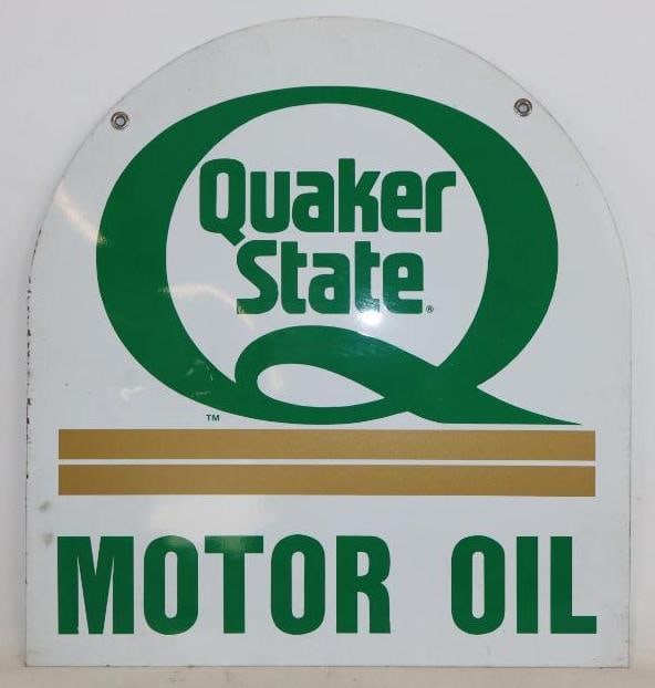 White Quaker State Motor Oil Double Sided Tombstone Curb Sign (1 of 6)