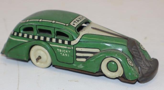 1930's Tricky Taxi Tin Litho Wind Up Marx Toy Car (1 of 4)