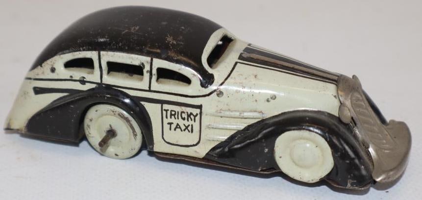 1930's Tricky Taxi Tin Litho Wind Up Marx Toy Car (1 of 4)