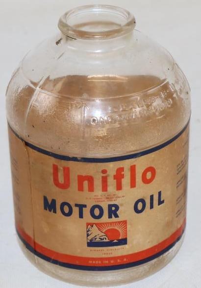 Esso Uniflow Wartime Motor Oil Jar with Paper Label: Missing lid. One Quart