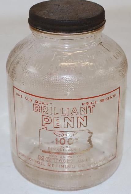 Brilliant Penn Wartime Motor Oil Jar: One Quart