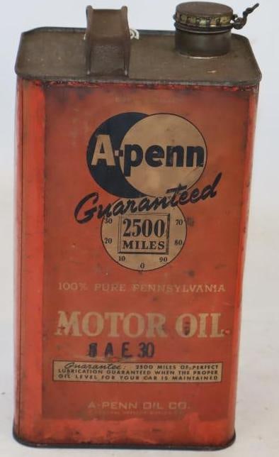 A-Penn Guaranteed One Gallon Metal Oil can with Paper Label: 1 Gallon