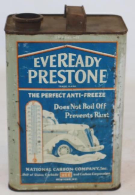 EverReady Prestone Antifreeze One Gallon Metal Oil Can with Car Graphics (1 of 2)