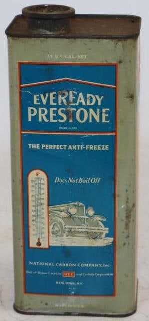 EverReady Prestone Antifreeze Half Gallon Metal Oil Can with Car Graphics (1 of 2)