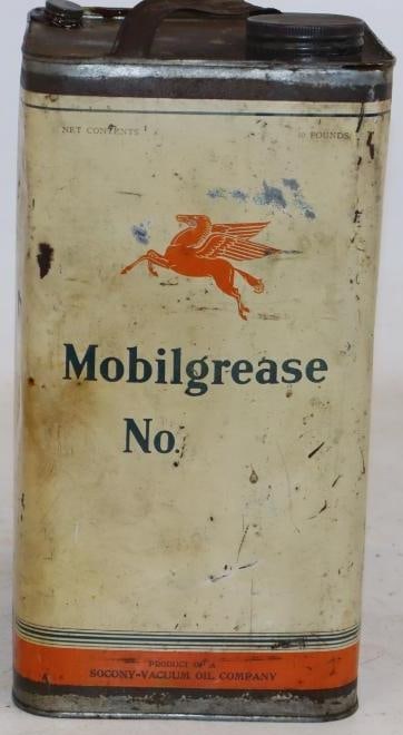 Socony Mobilgrease Ten Pound Square Grease Can (1 of 3)