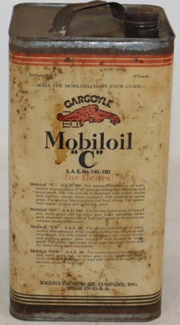Gargoyle Mobiloil "C" Ten Pound Square Grease Can (1 of 3)