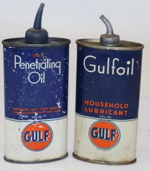 Group of 2 Gulf Household Lubricant Oiler Cans (1 of 2)