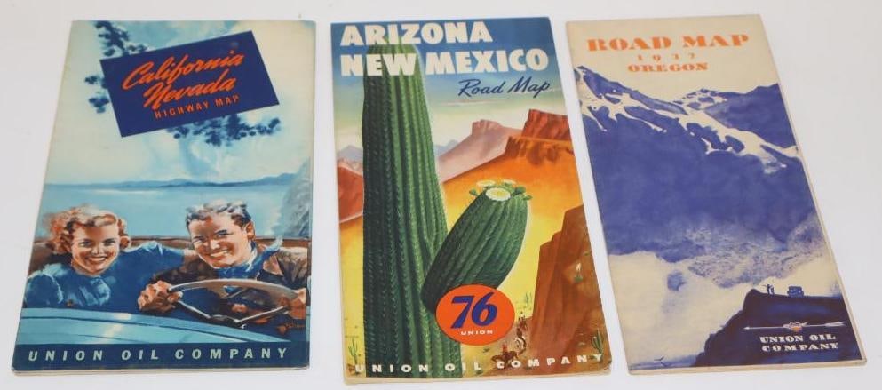 Group of 3 1930's 76 Union Oil Advertising Gas Station Road Maps (1 of 6)