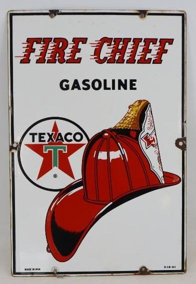 Porcelain Texaco Fire Chief Advertising Gas Pump Plate (1 of 6)