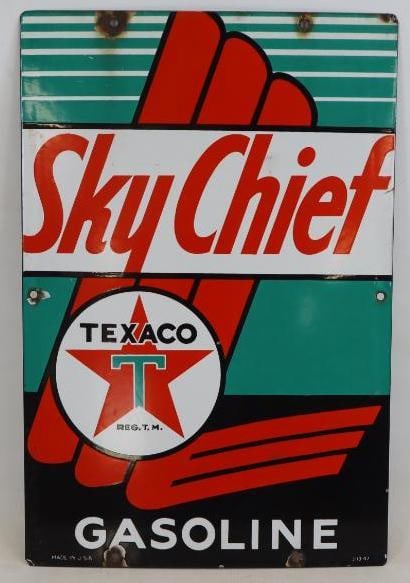 Porcelain Texaco Sky Chief Advertising Gas Pump Plate (1 of 6)