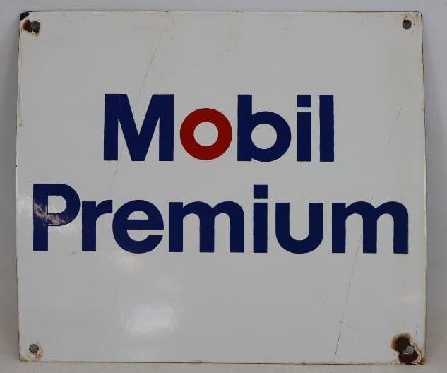 Porcelain Mobil Premium Advertising Gas Pump Plate (1 of 2)