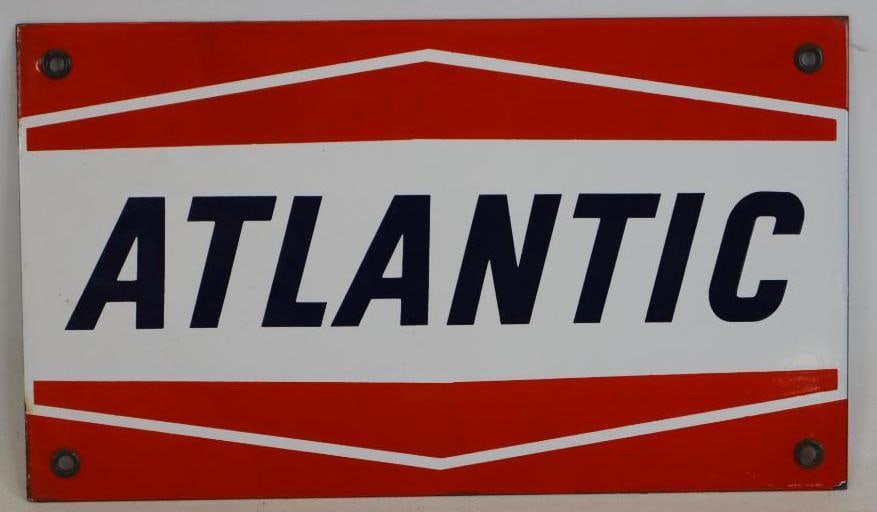 Porcelain Atlantic Advertising Gas Pump Plate (1 of 2)