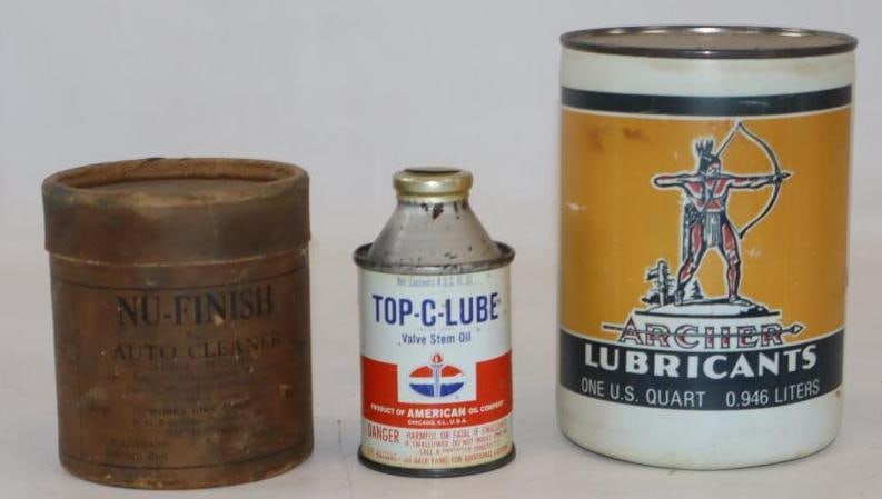 Group of 3 Archer, Nu-Finish, & Top-C-Lube Cans (1 of 2)