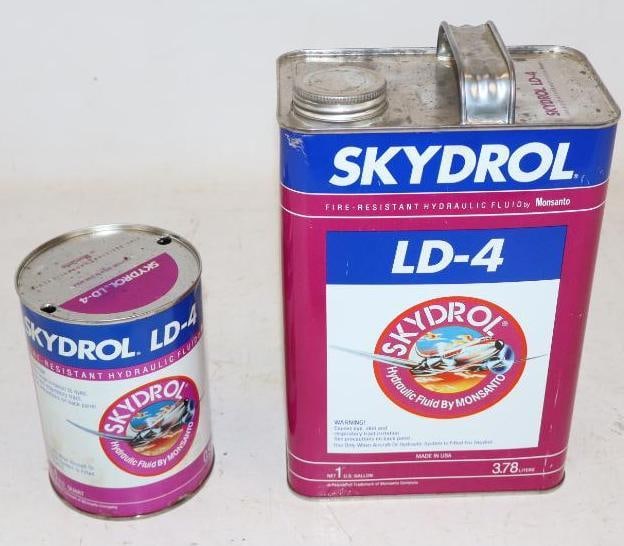 Group of 2 Skydrol LD4 One Gallon and One Quart Hydraulic Fluid Cans (1 of 7)