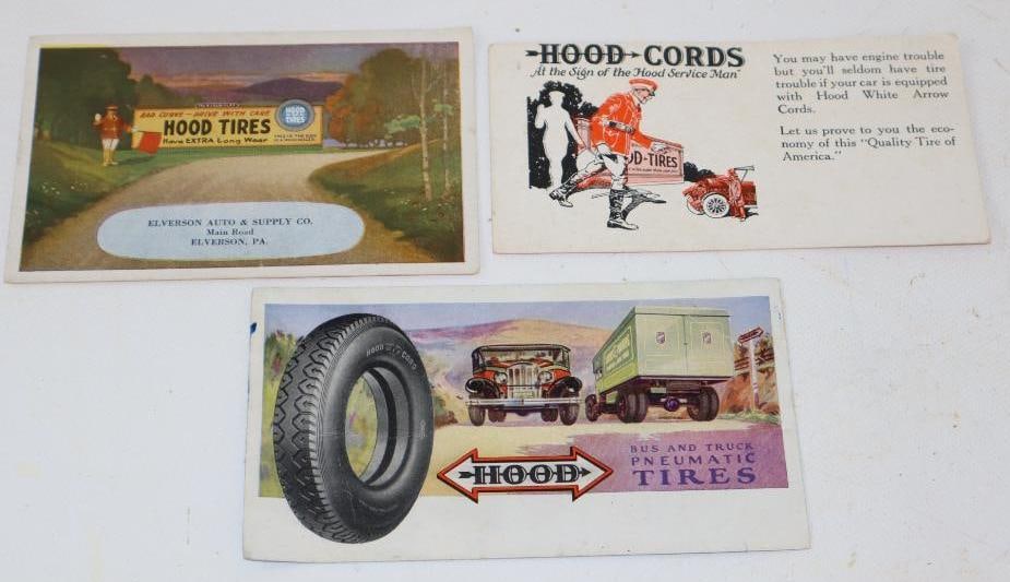 Group of 3 Hood Tires Advertising Ink Blotters: largest 6.25" x 3.5"