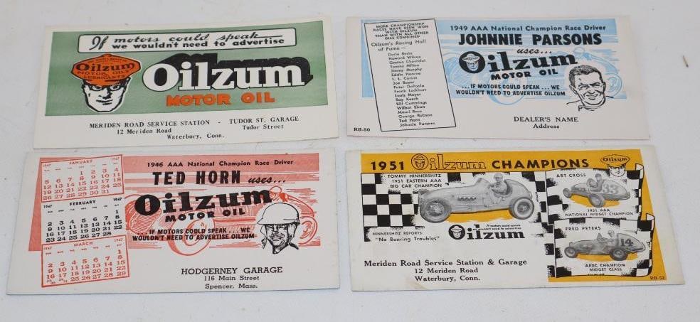 Group of 4 Different Oilzum Oil Advertising Ink Blotters: 6.25" x 3.5" each