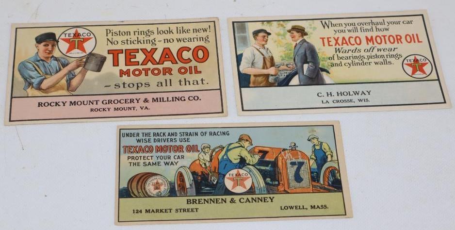Group of 3 Different 1920's Texaco Motor Oil Advertising Ink Blotters (1 of 4)