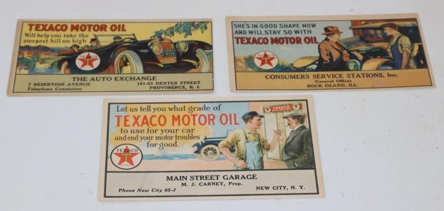 Group of 3 Different 1920's Texaco Motor Oil Advertising Ink Blotters (1 of 4)
